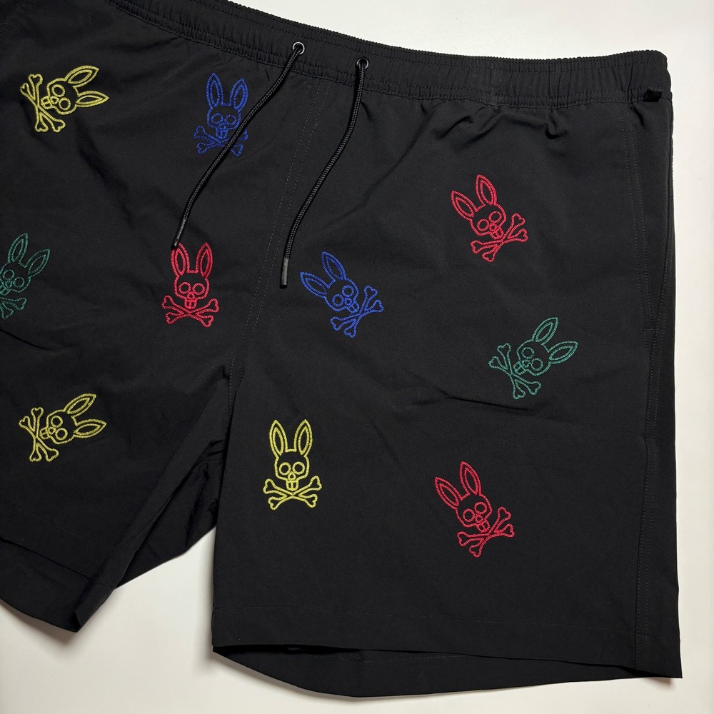 Psycho Bunny Swim Trunks Mens XXXL Multi Color Logo Embroidered AOP Lined 3XL